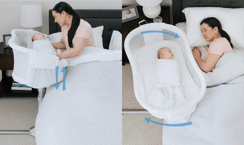 mother with cosleeper bassinet